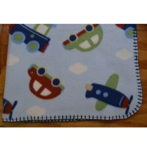 Garanimals Car Train Airplane Baby Blanket Blue Green Cloud Plane Security Lovey